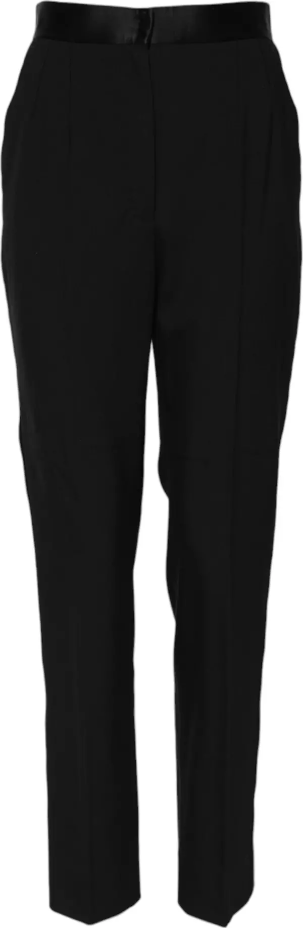 Black Wool Tapered High Waist Pants