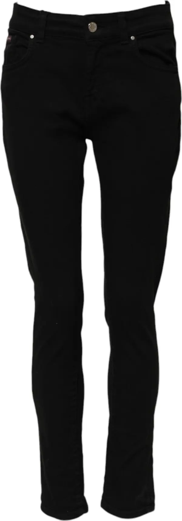 Black Cotton Logo Skinny Mid Waist Denim Jeans