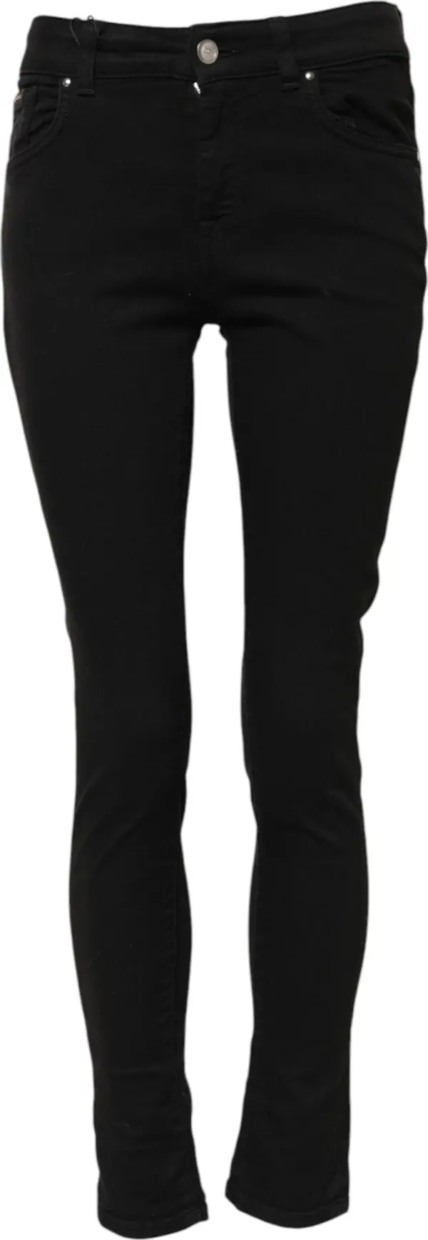Black Cotton Skinny Mid Waist Denim Jeans