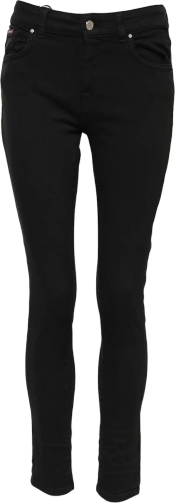 Black Cotton Logo Skinny Mid Waist Denim Jeans