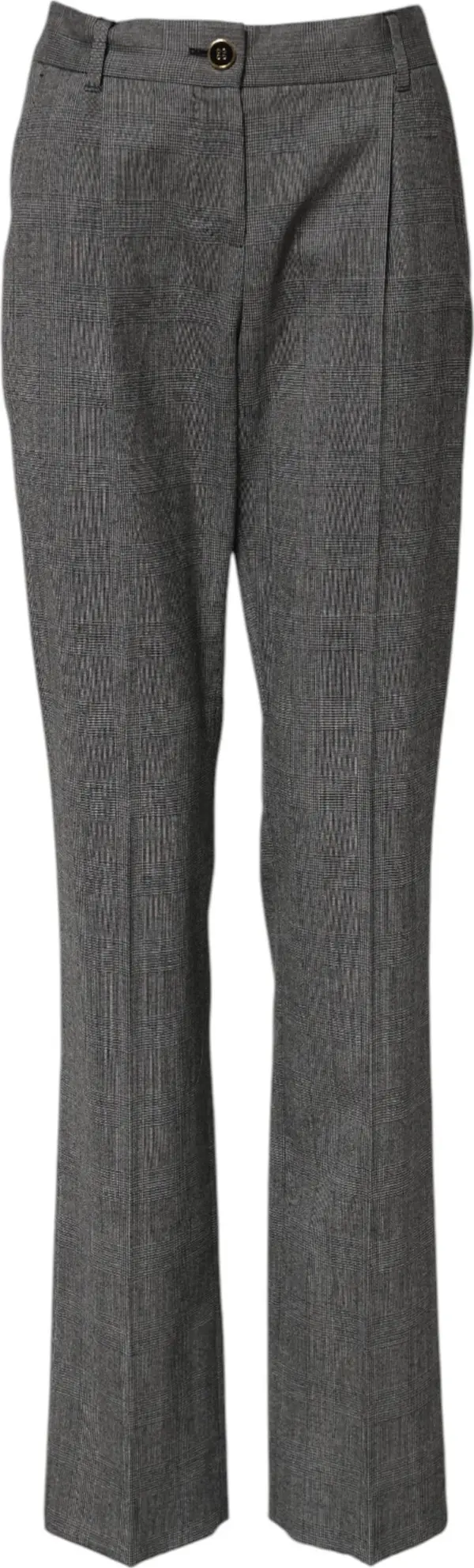 Gray Checkered High Waist Flared Pants