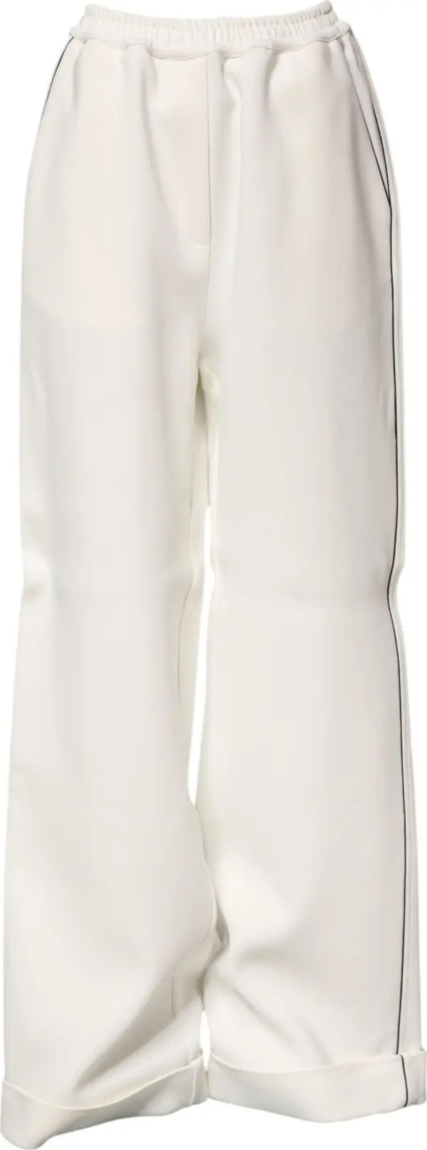 White Viscose Wide Leg Pull On Pants