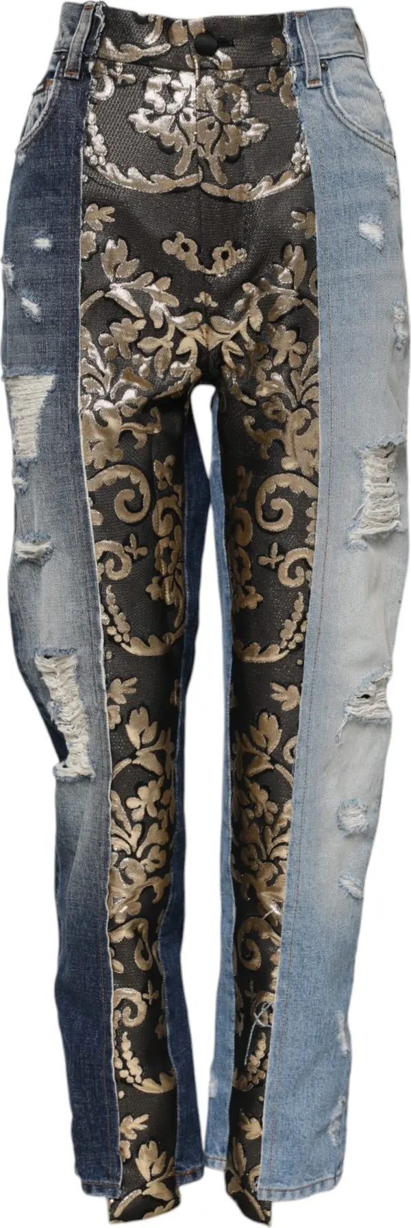 Multicolor Patchwork Tapered Denim Jeans