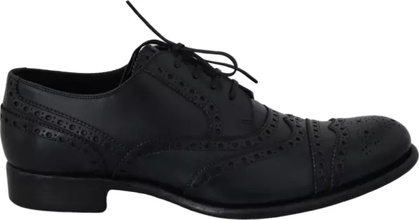 Dark Blue Leather Wingtip Oxford Dress Shoes
