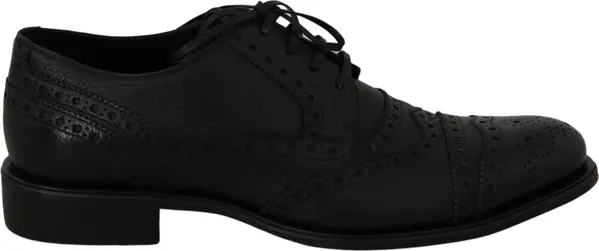 Blue Leather Wingtip Oxford Dress Shoes
