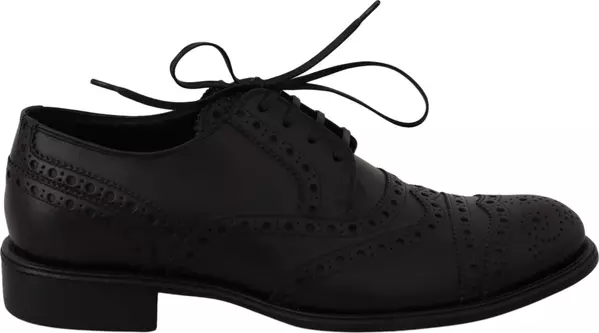 Black Leather Wingtip Oxford Dress Shoes