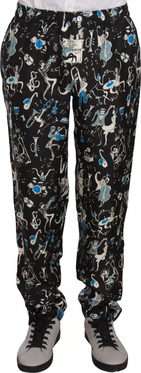 Black Musical Instrument Sleepwear Pants