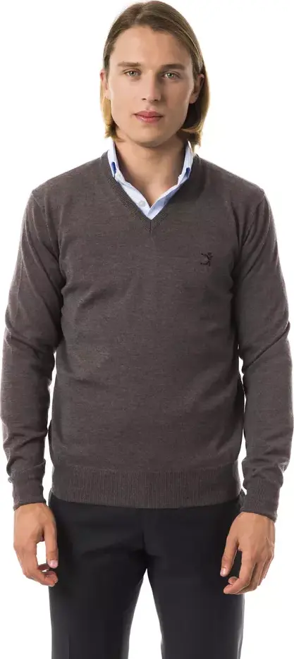 Gray Merino Wool Men Sweater