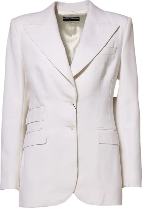 White Wool Single Breasted Women Coat Jacket