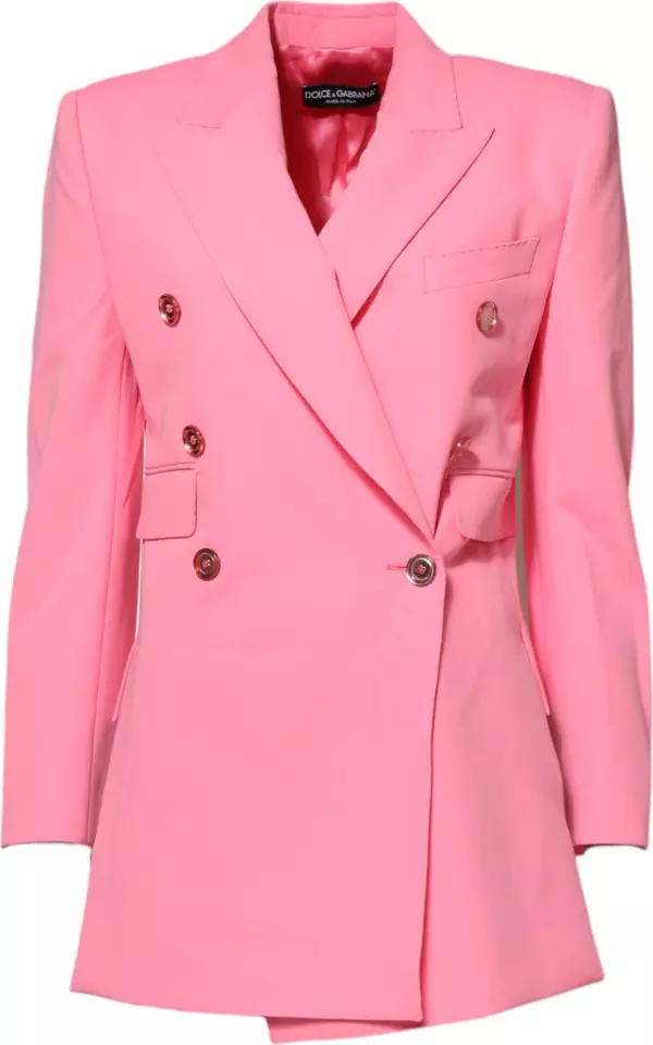 Pink Double Breasted Women Coat Jacket