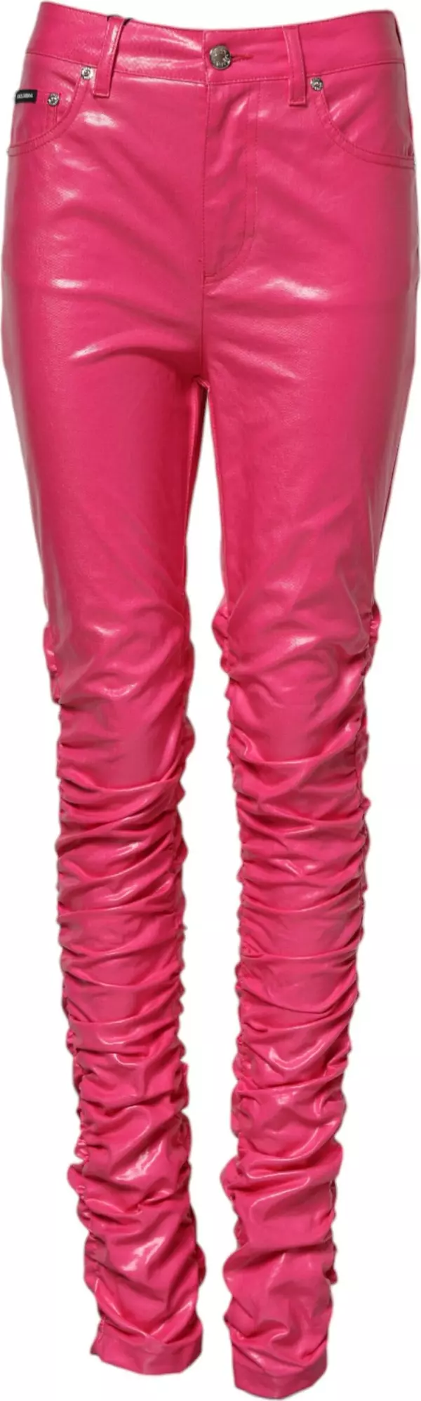 Pink Cotton High Waisted Skinny Denim Jeans