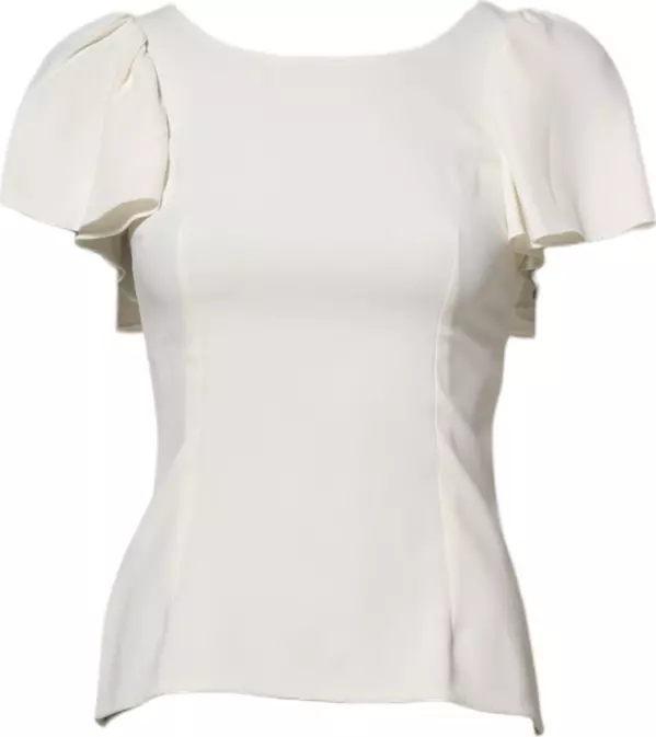 White Round Neck Short Sleeves Blouse Top