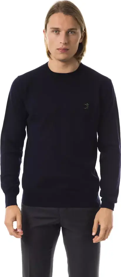Blue Merino Wool Men Sweater