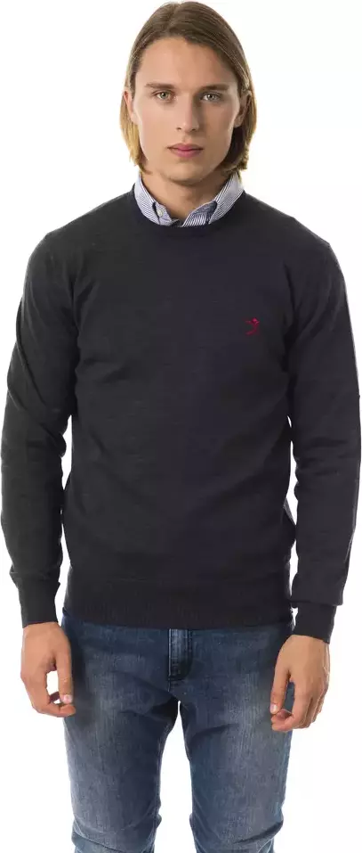 Gray Merino Wool Men Sweater