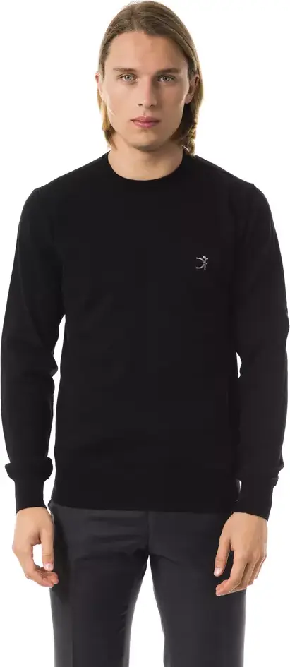 Black Merino Wool Men's Sweater