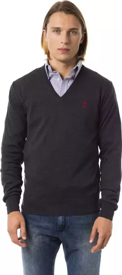 Gray Merino Wool Men Sweater