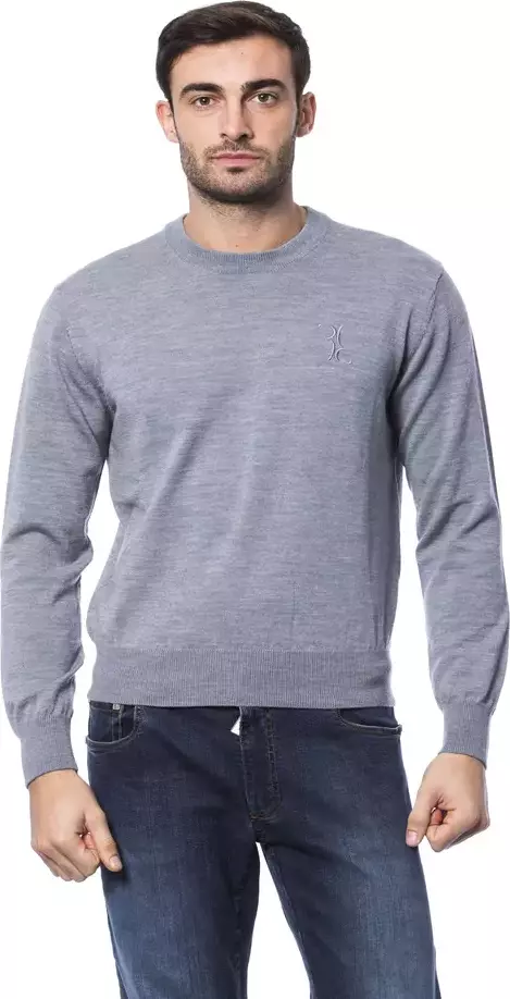 Gray Merino Wool Men Sweater