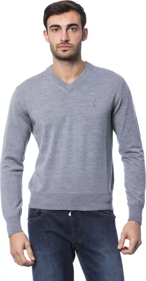 Gray Merino Wool Men Sweater