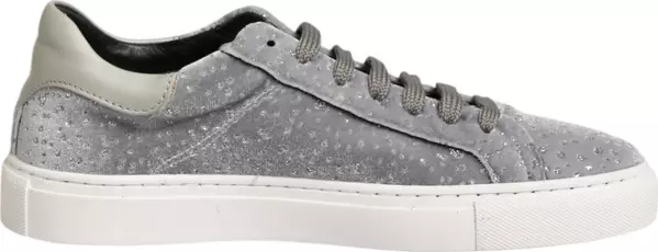 Gray Suede Low Top Lace Up Sneakers Shoes