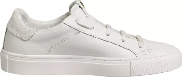 White Leather Low Top Lace Up Sneakers Shoes