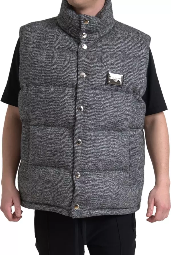 Elegant Chevron Knit Wool Blend Vest Jacket