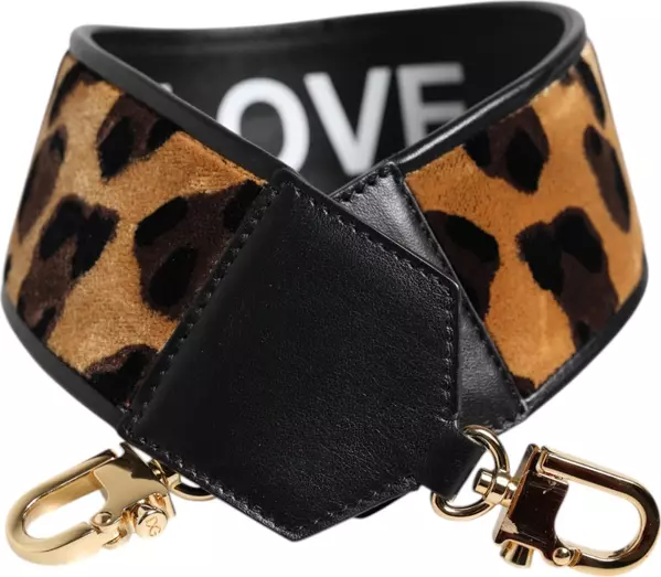 Black Leopard Print Reversible Bag Shoulder Strap