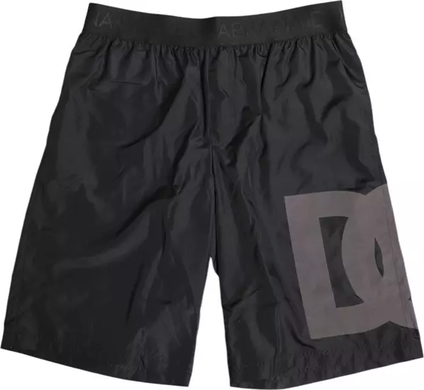 Black Logo Print Beachwear Men Shorts Swimwear