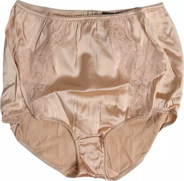 Beige Silk Lace High Waist Bikini Panty Underwear