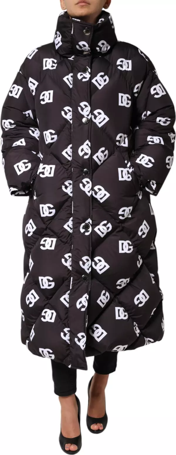Black DG Mania Puffer Quilted Long Coat Jacket