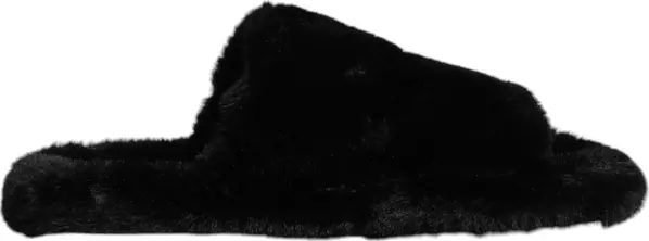 Black Polyester Velvet Slides Slipper Shoes