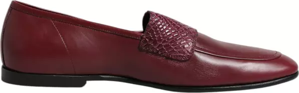 Burgundy Calfskin Leather Formal Slip On Shoes