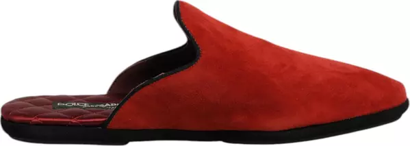 Orange Suede Slides Flat Slipper Shoes