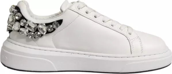 White Rhinestone Embellished Sneakers Shoes