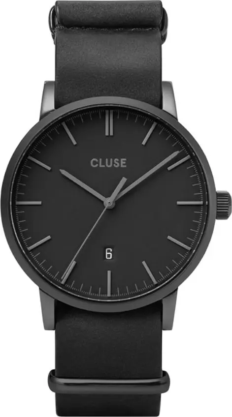 Black Leather Dress Watch