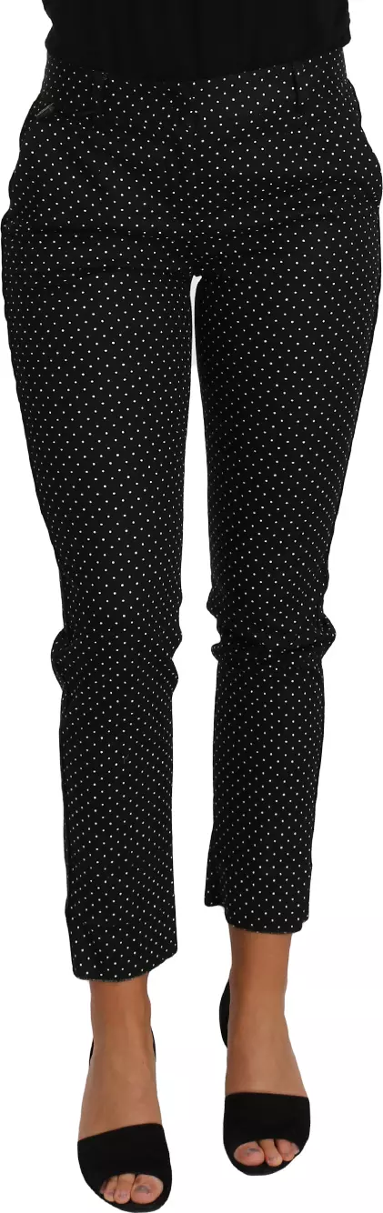 Black Dress Polka Dot Cropped Straight Pants