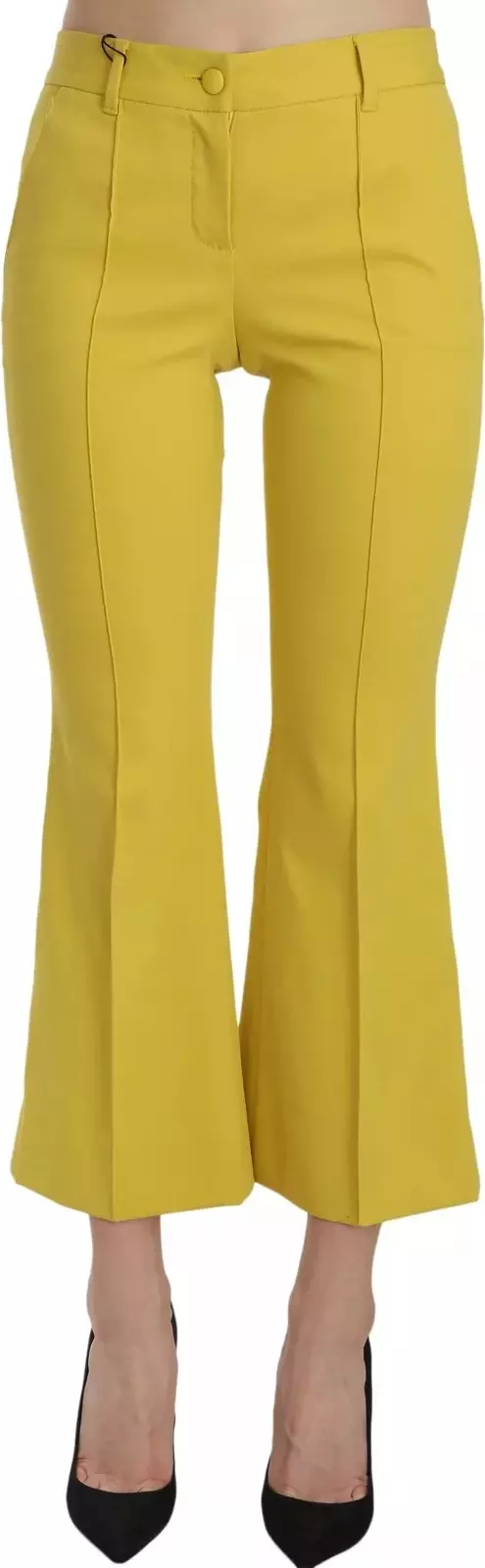 Yellow Flared Bootcut Capri Cotton Pants