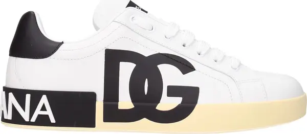 White Leather Low Top Sneakers