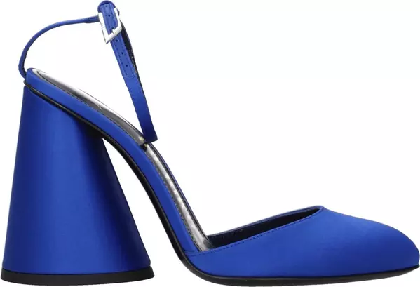 Blue Satin Platform Sandals