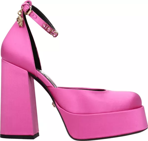 Pink Satin Platform Pumps