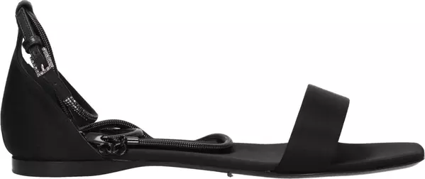 Black Satin Flat Sandals