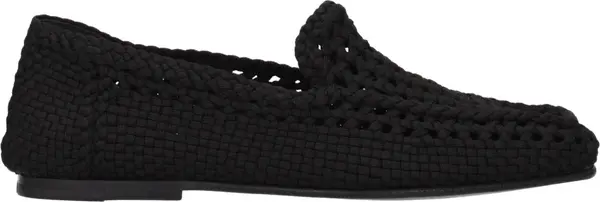 Black Fabric Slip-On Loafers