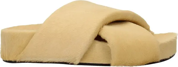 Beige Horsehair Slippers