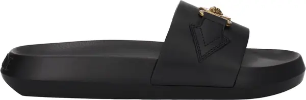 Black Leather Slippers