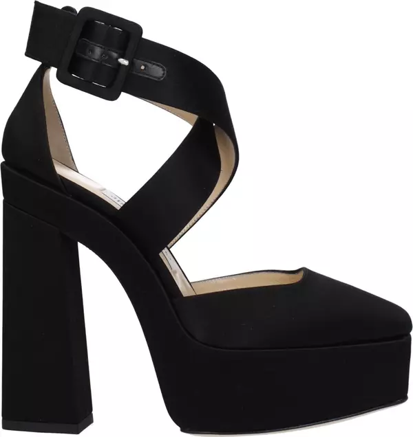 Black Satin Platform Sandals