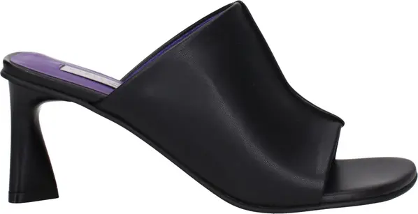 Black Leather Stiletto Heel Sandals