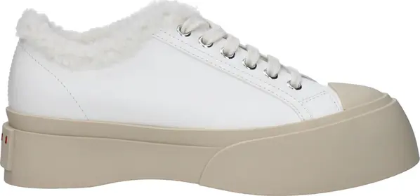 White Leather Low Top Sneakers