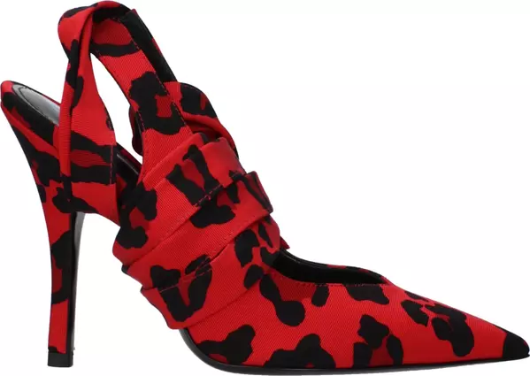Red Fabric High Heel Pumps
