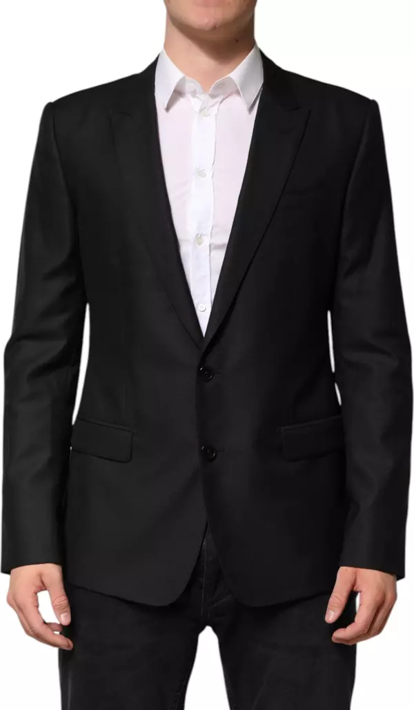 Black Wool Single Breasted Jacket Blazer