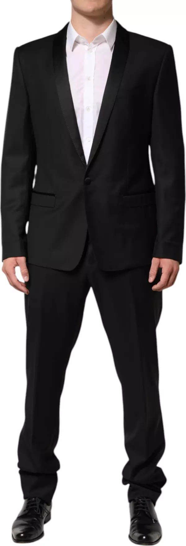Black Wool Men Single Breasted 2 Piece Suit