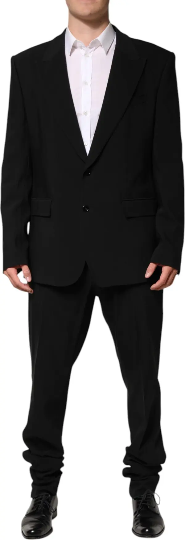Black Cotton Single Breasted 2 Piece Suit